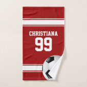 Voetbal van Rode en Witte Stripes Jersey Bad Handdoek (Handdoek)