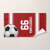 Voetbal van Rode en Witte Stripes Jersey Bad Handdoek (Handdoek)