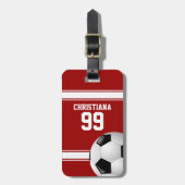 Voetbal van Rode en Witte Stripes Jersey Bagagelabel (Voorkant verticaal)