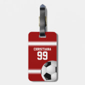 Voetbal van Rode en Witte Stripes Jersey Bagagelabel (Achterkant verticaal)