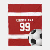 Voetbal van Rode en Witte Stripes Jersey Fleece Deken (Voorkant)