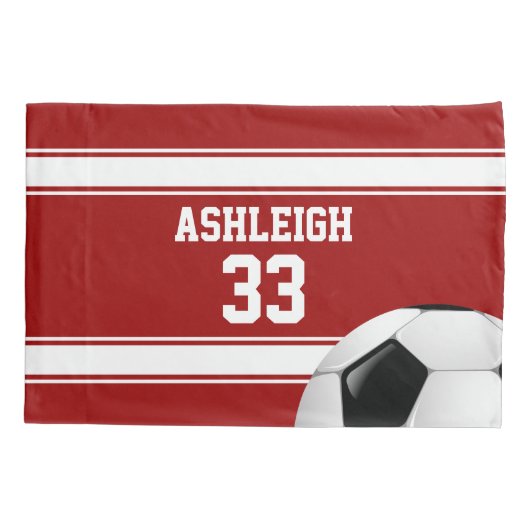 Voetbal van Rode en Witte Stripes Jersey Kussensloop (Achterkant)