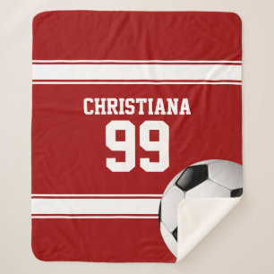 Voetbal van Rode en Witte Stripes Jersey Sherpa Deken