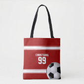 Voetbal van Rode en Witte Stripes Jersey Tote Bag (Voorkant)