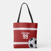 Voetbal van Rode en Witte Stripes Jersey Tote Bag (Achterkant)