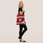 Voetbal van Rode en Witte Stripes Jersey Tote Bag (Op model)