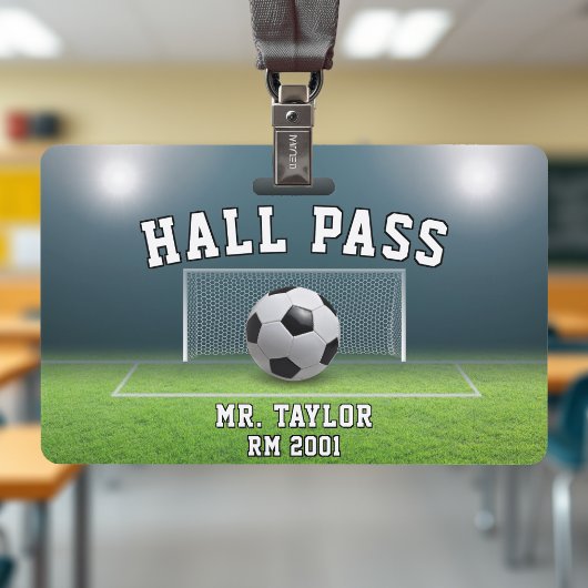 Voetbal Veld Football Coach Gym Klasse Hall Pass Badge