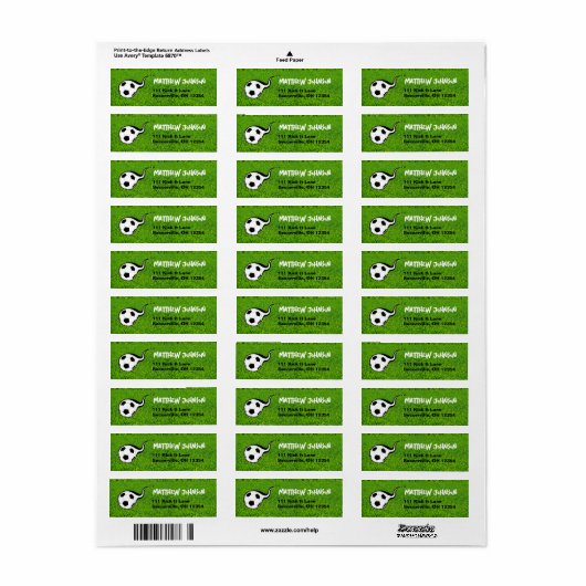 Voetbal veld retour adres labels sport (Full Sheet)