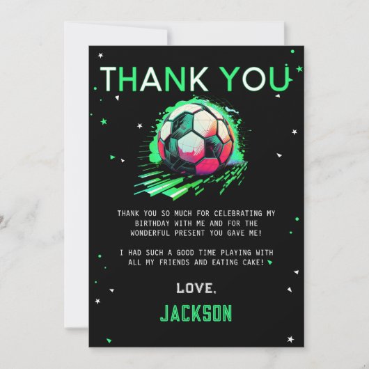 Voetbal Verjaardag Bedankkaart (Voorkant)