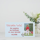 Voetbal Verjaardag Bedankt Fotocard (Staand voorkant)