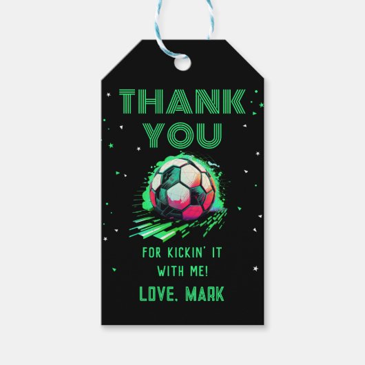 Voetbal verjaardag dank u cadeaulabel (Voorkant)