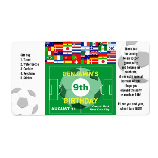 Voetbal Verjaardag Dank u Gift Label (Voorkant)