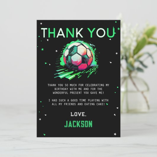 Voetbal Verjaardag Dank u kaart (Staand voorkant)