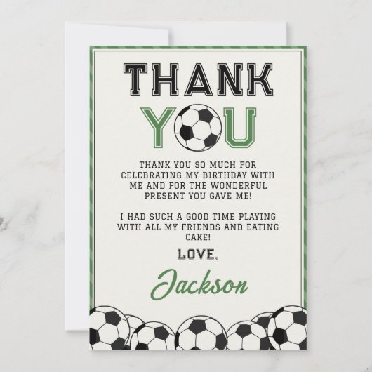 Voetbal Verjaardag Dank u kaart (Voorkant)