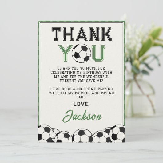 Voetbal Verjaardag Dank u kaart (Staand voorkant)