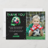 Voetbal Verjaardag Foto Bedankkaart (Voorkant)