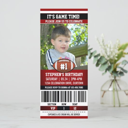 Voetbal Verjaardag Foto Sjabloon Kaart (Staand voorkant)