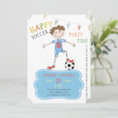 Voetbal verjaardag jongen 5e jaar grappig sport fe kaart (Staand voorkant)