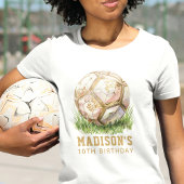 Voetbal Verjaardag Luxe Roos & Goud T-shirt