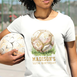 Voetbal Verjaardag Luxe Roos & Goud T-shirt