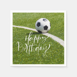 Voetbal verjaardag met bal en Happy Birthday Servet