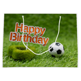 Voetbal Verjaardag met bal op groen Groot Cadeauzakje