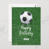 Voetbal verjaardag met bal voor speler met naam briefkaart (Voorkant / Achterkant)