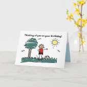 Voetbal Verjaardag naar Jongen Buiten Stick Figuur Kaart (Gele Bloem)