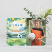 Voetbal Verjaardag Party Foto Kaart (Staand voorkant)