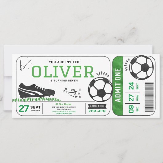 Voetbal Verjaardag Party Ticket Sport Digitaal Kaart (Voorkant)