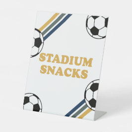 Voetbal Verjaardag Stadion Snacks Eten Bord Reclamebord Met Voetstuk