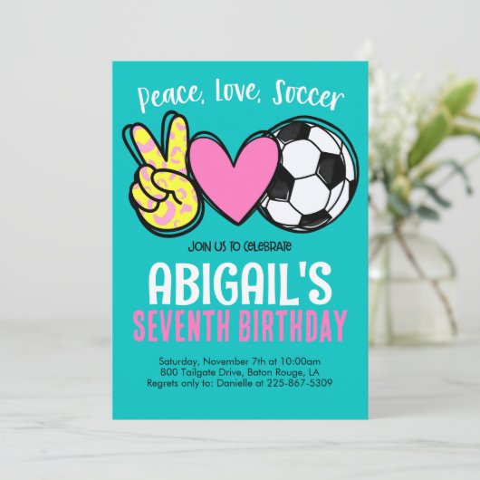 Voetbal verjaardag uitnodigen kaart (Staand voorkant)