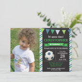 Voetbal Verjaardag Uitnodiging 1e Verjaardag Party (Staand voorkant)