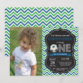 Voetbal Verjaardag Uitnodiging 1e Verjaardag Party (Voorkant / Achterkant)