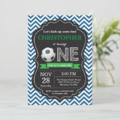 Voetbal Verjaardag Uitnodiging 1e Verjaardag Party (Staand voorkant)