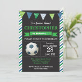 Voetbal Verjaardag Uitnodiging 1e Verjaardag Party (Staand voorkant)