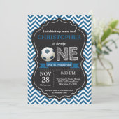 Voetbal Verjaardag Uitnodiging 1e Verjaardag Party (Staand voorkant)