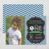 Voetbal Verjaardag Uitnodiging 1e Verjaardag Party (Voorkant / Achterkant)