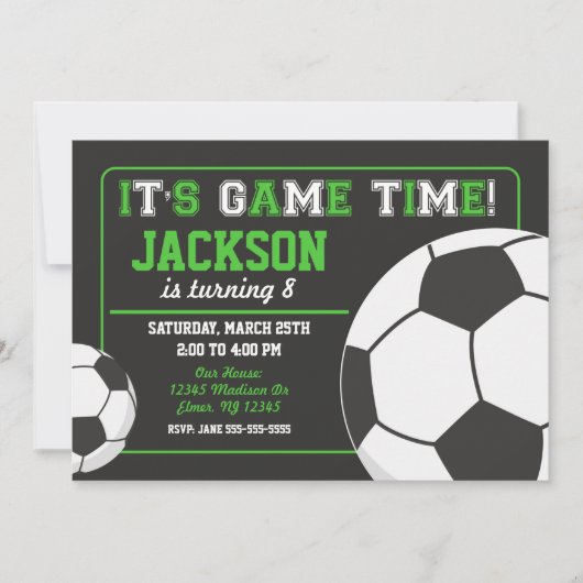 Voetbal Verjaardag Uitnodiging Chalkboard (Voorkant)