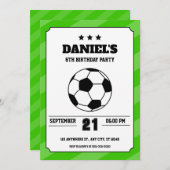 Voetbal Verjaardag uitnodiging Eenvoudig Groen (Voorkant / Achterkant)