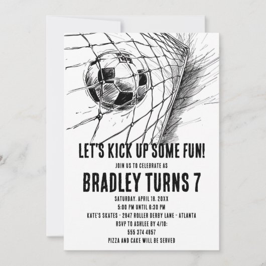 Voetbal Verjaardag Uitnodiging - Football Uitnodig (Voorkant)