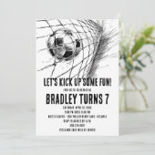 Voetbal Verjaardag Uitnodiging - Football Uitnodig (Staand voorkant)