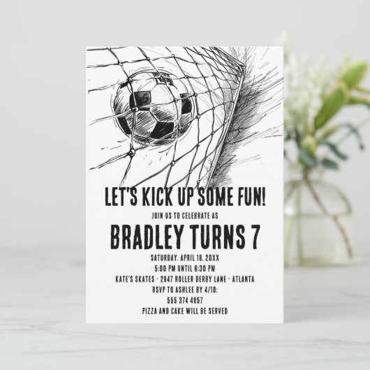 Voetbal Verjaardag Uitnodiging - Football Uitnodig (Staand voorkant)