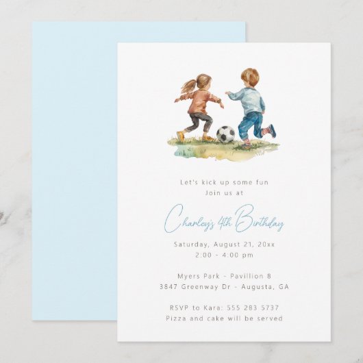 Voetbal Verjaardag Uitnodiging - Football Verjaard (Voorkant / Achterkant)