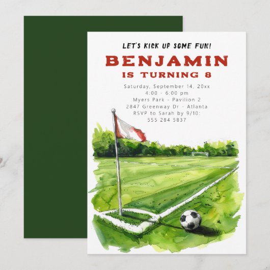 Voetbal Verjaardag Uitnodiging - Futbol Verjaardag (Voorkant / Achterkant)