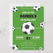 Voetbal Verjaardag Uitnodiging Groen en Zwart Mode (Voorkant)