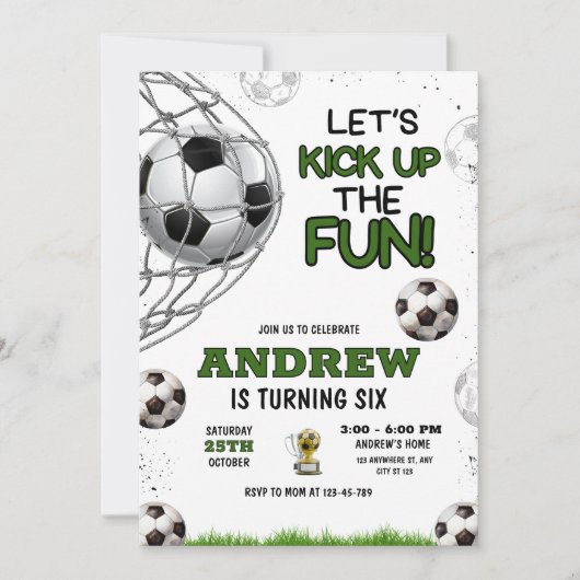 Voetbal Verjaardag Uitnodiging, Jongen Football Ve Kaart (Voorkant)