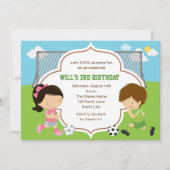 Voetbal Verjaardag Uitnodiging (Jongen & Meisje) m (Voorkant)