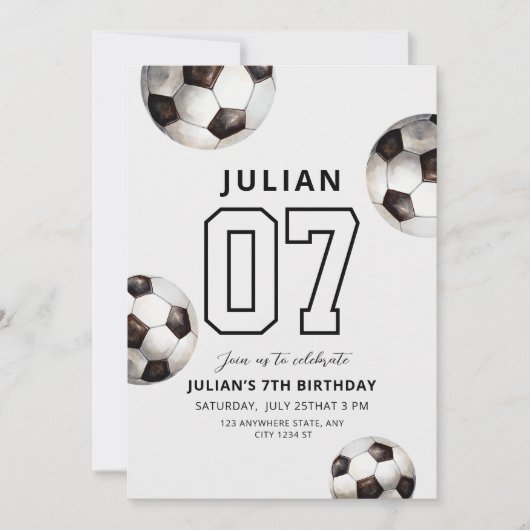 Voetbal Verjaardag Uitnodiging, Jongens Football P Kaart (Voorkant)