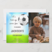 Voetbal Verjaardag Uitnodiging met Foto (Voorkant)